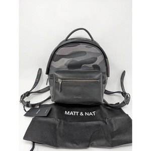MATT AND NAT Bali Mini Vegan Leather Black Camo Small Backpack NWT